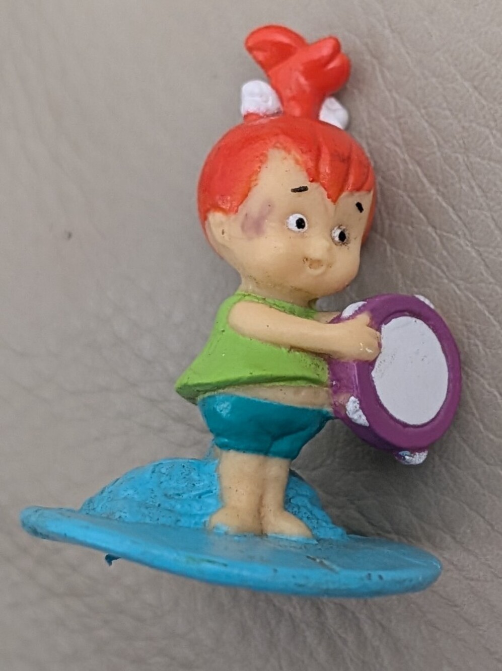 vintage 1994 Sonrics "Cartoonmania" Pebbles W Tambourine Flintstone Toy Figure